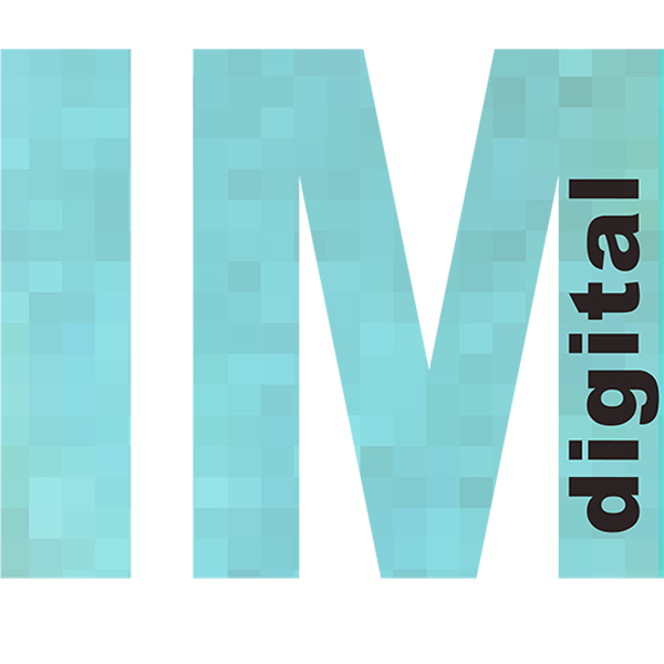 Inna Manova logo. Light blue I and M letters with the word Digital inside the M.