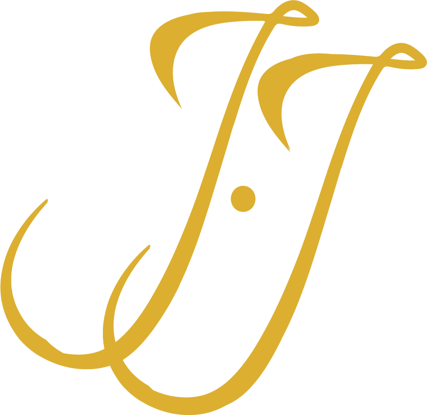 Jerry Jacob logo. Two gold J letters in a script font on a white background.