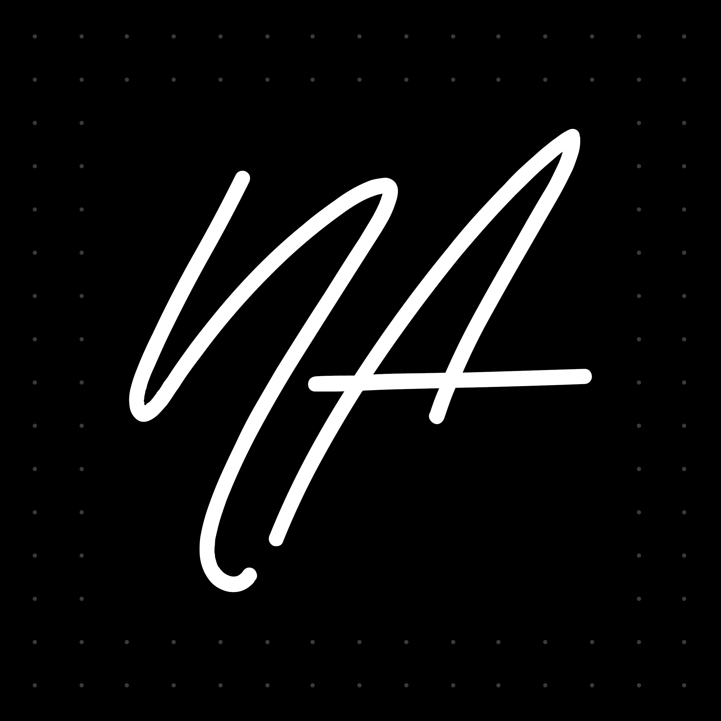 Navshake Arora logo. White handwritten N and A on a black background.
