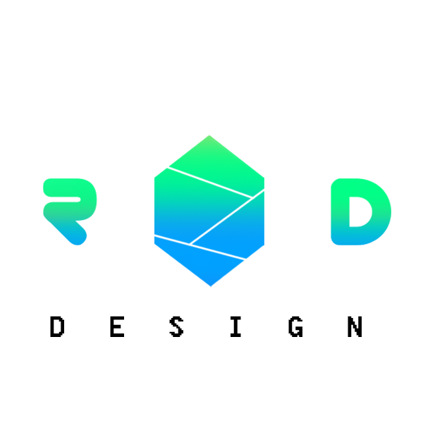 Ritaban Dass logo. R and D design with a geometric shape in blue and green gradient.