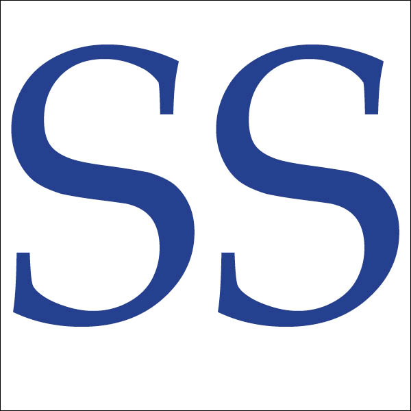 Shivani Sawhney logo. Two blue serif letter S’s