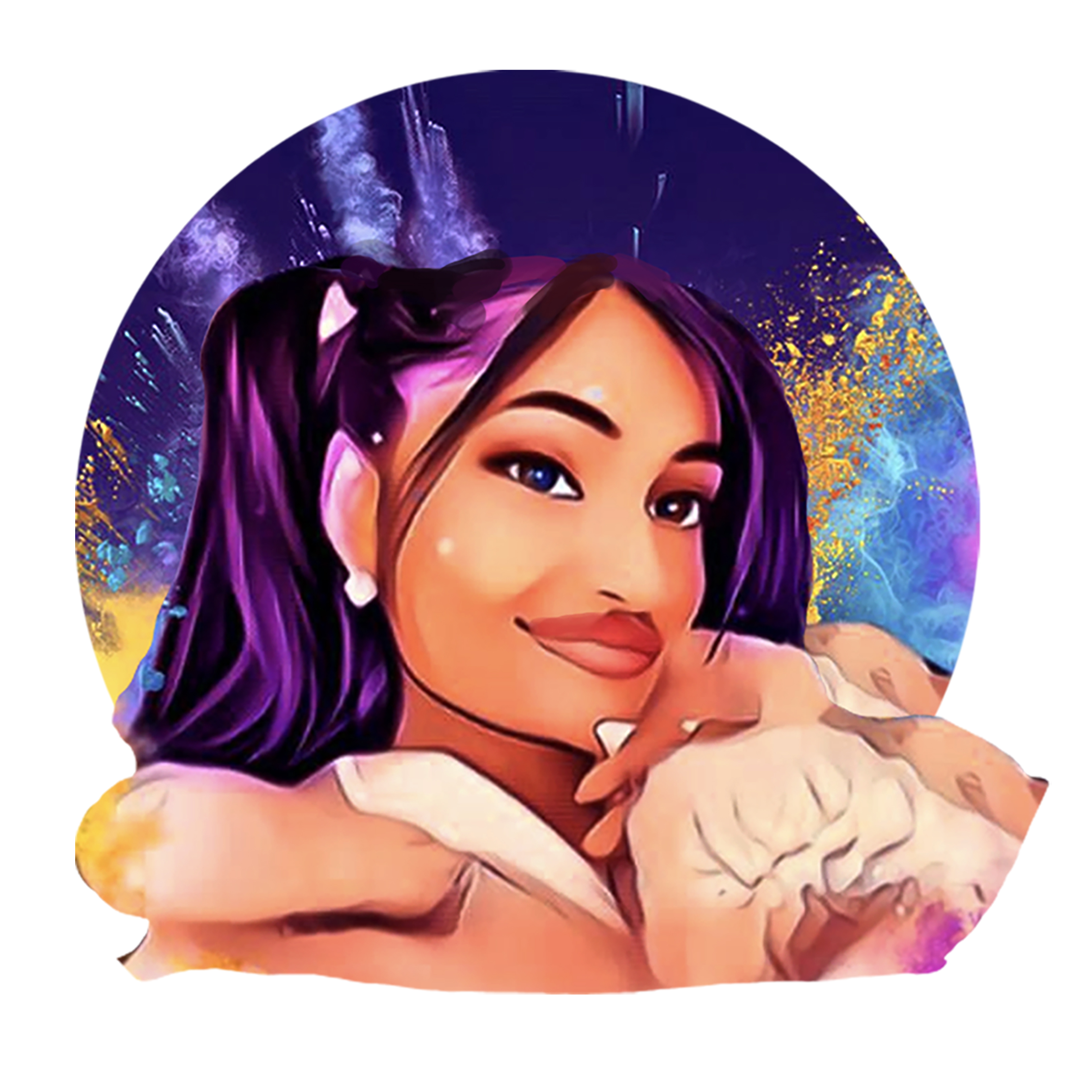 A cartoon logo of the artist