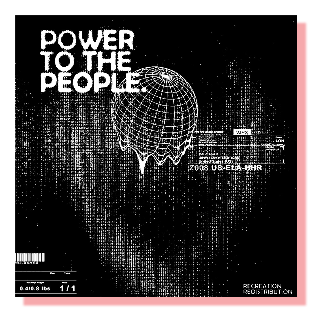 Picture with text "Power to the people"
