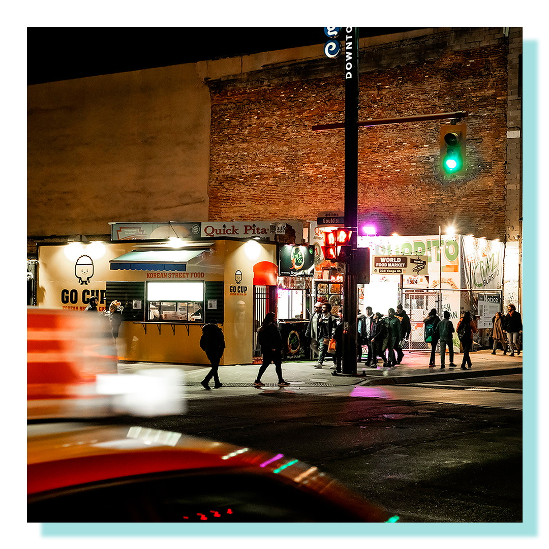 Urban city street scene of cars and road