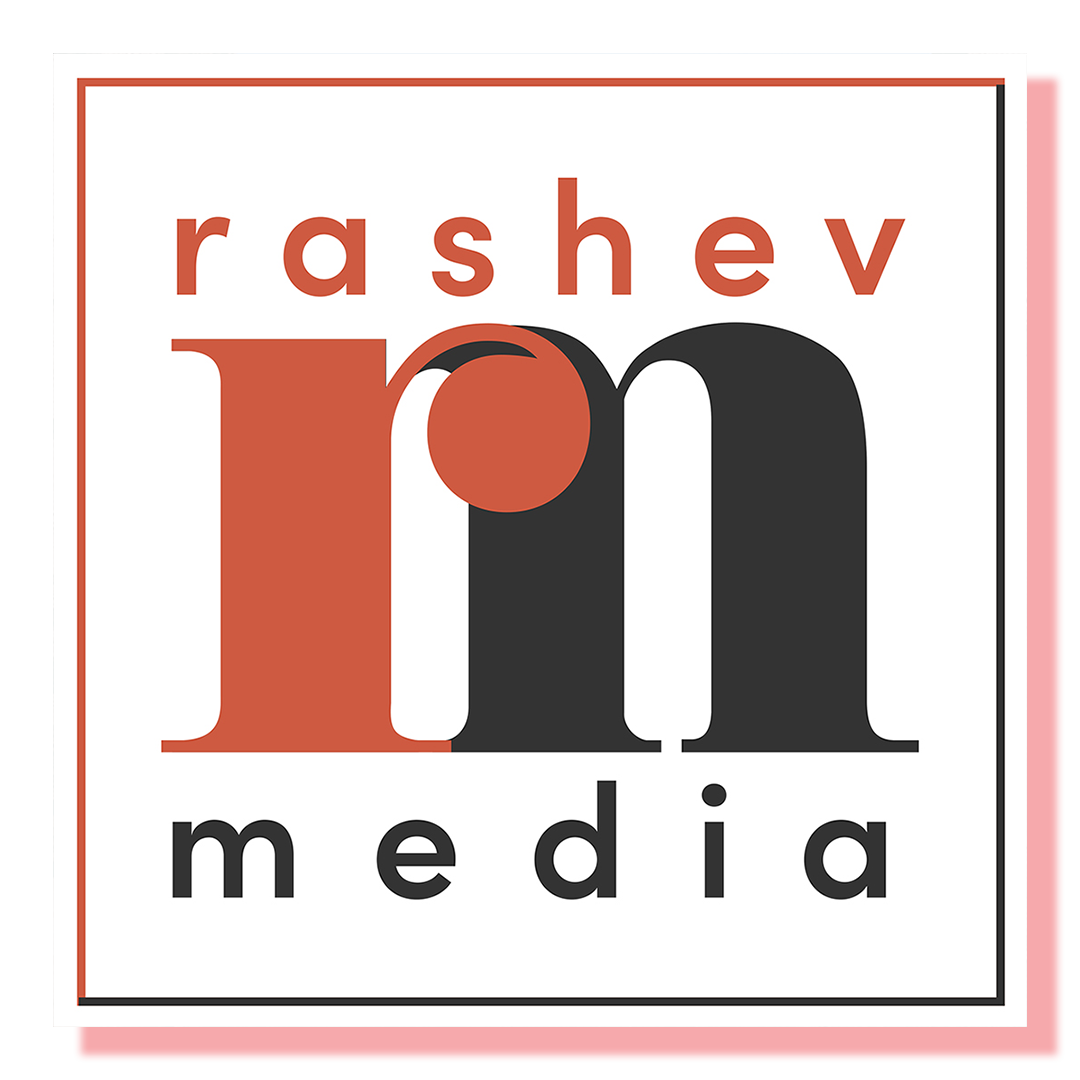 logo in red and black, portraying initials r and m overlapping.