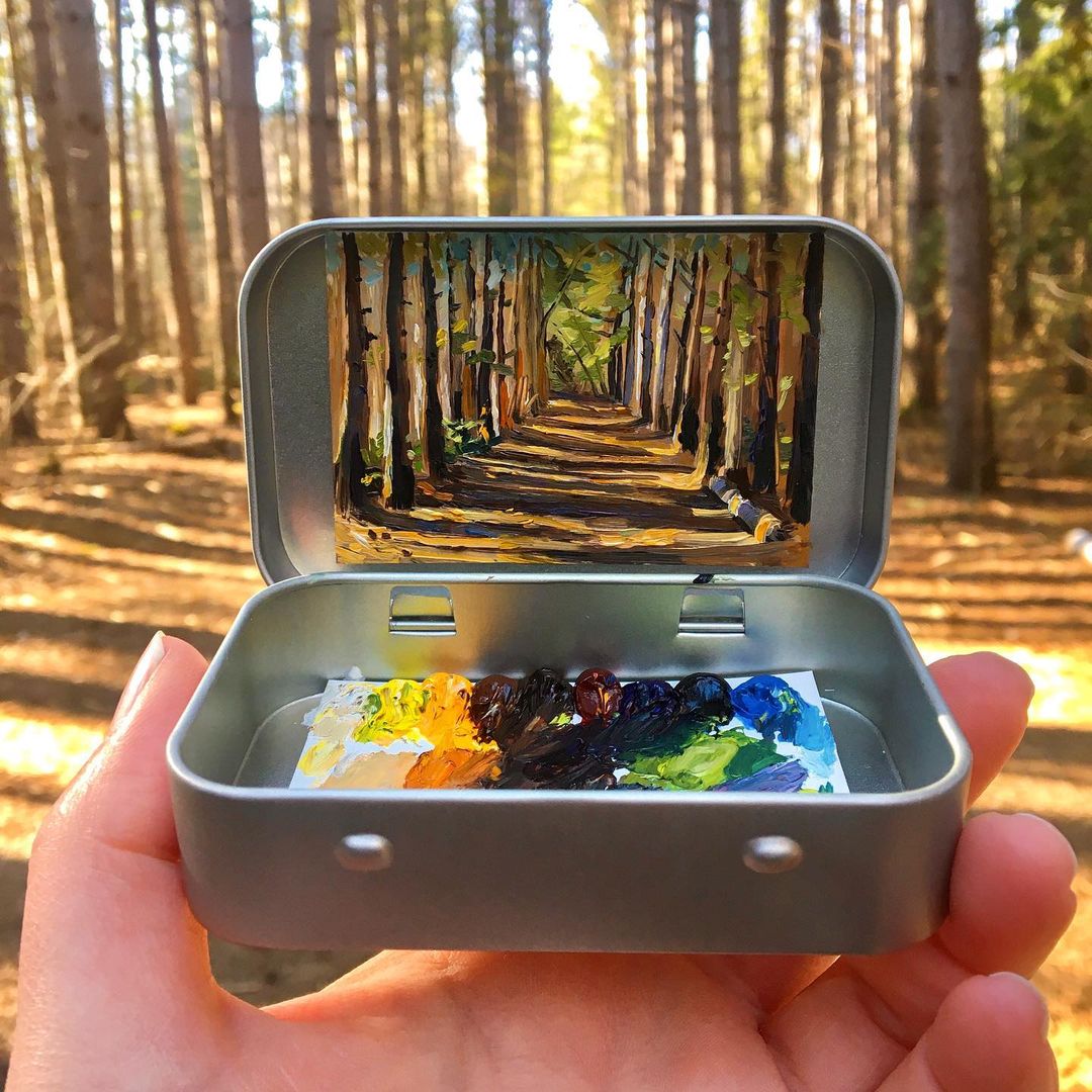 Album cover for Congruent Spaces. Small painting of a warm pine floor at Pinhey Forest.