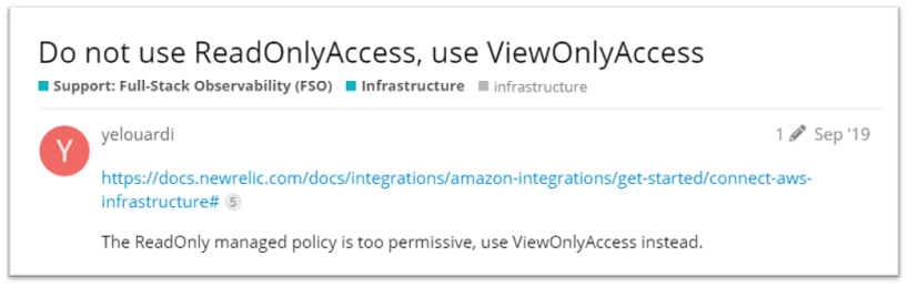 New Relic Support Forum ReadOnlyAccess