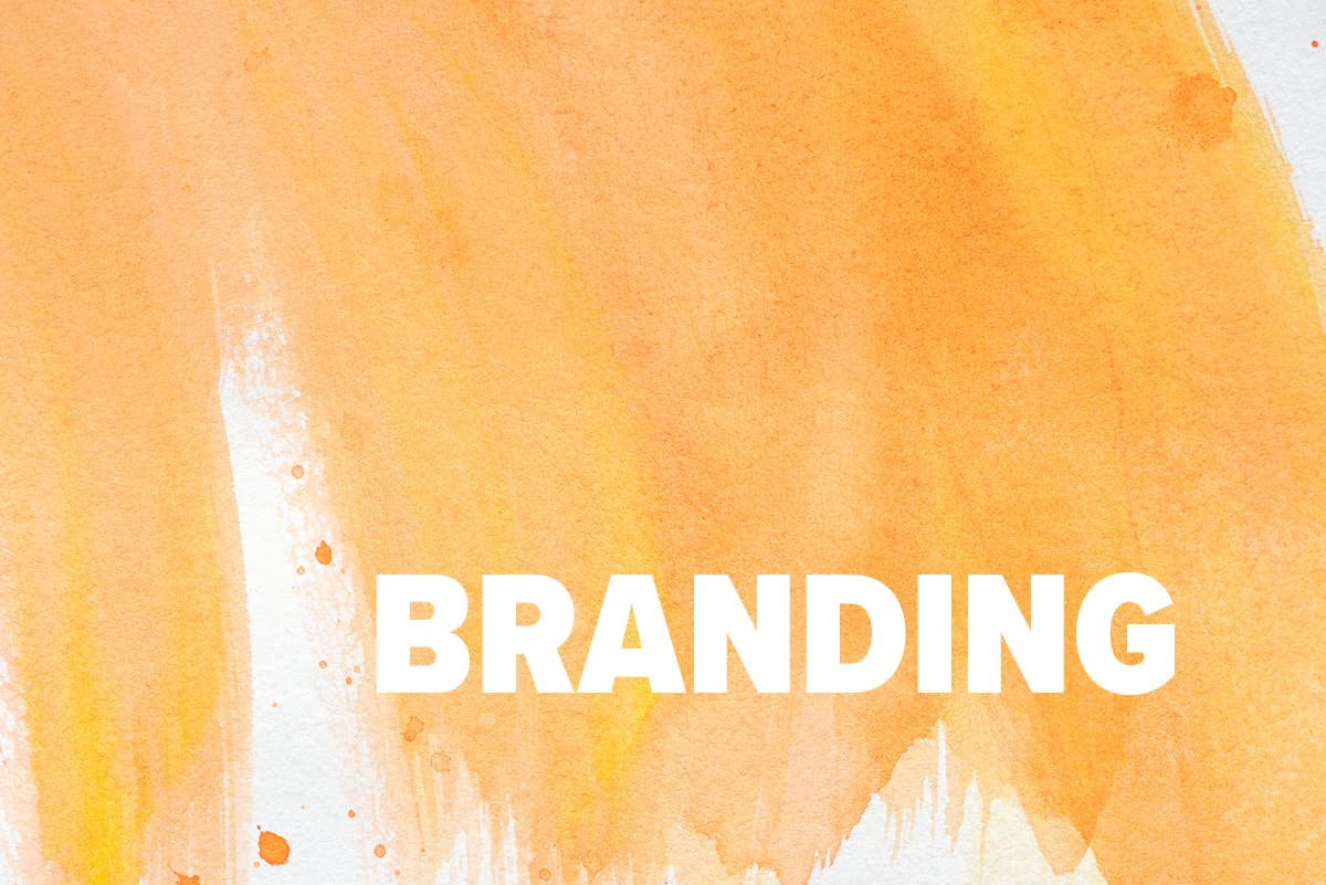Watercolor background with the word "Branding" in the bottom left corner