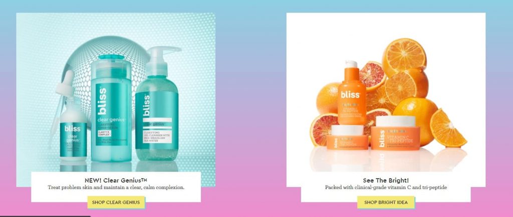 New arrivals example section on homepage