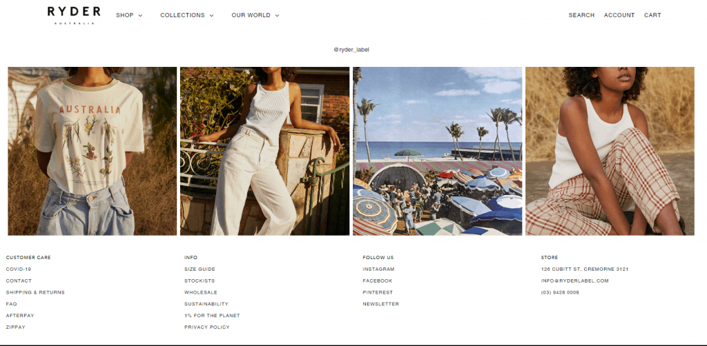 Communication example at the footer