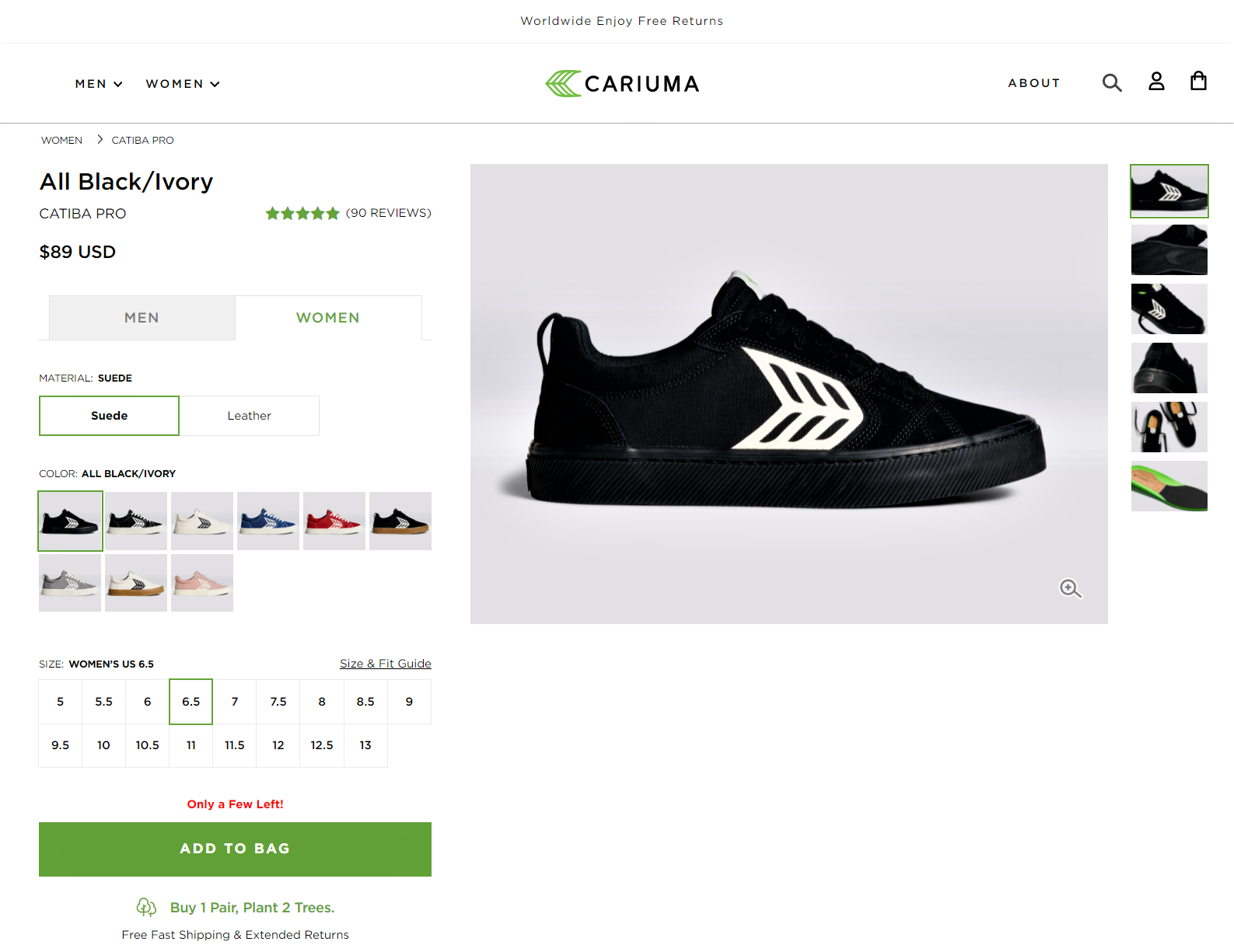 Cariuma offers cause marketing driven product page examples
