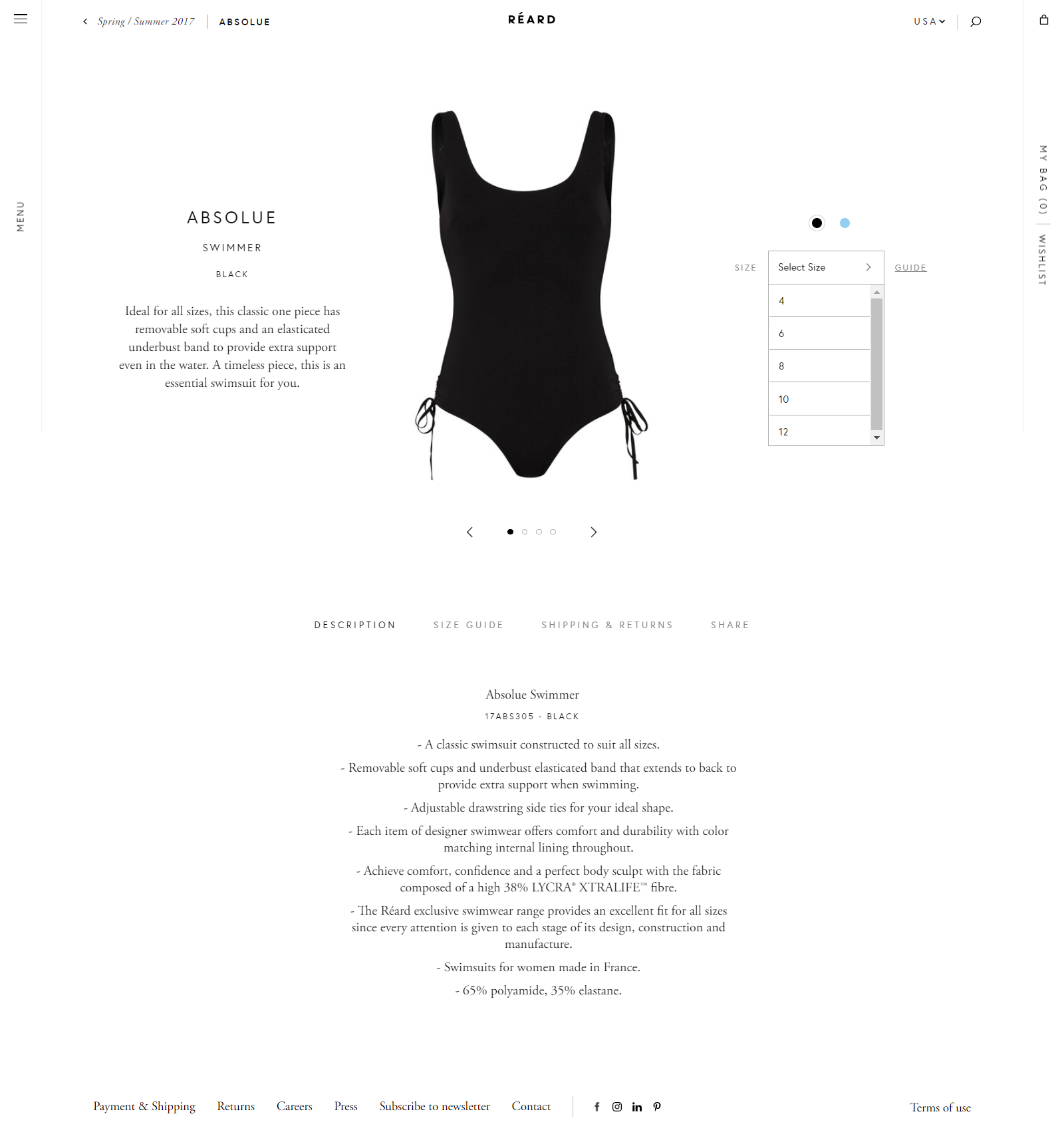 Reard uses minimal design on product page template