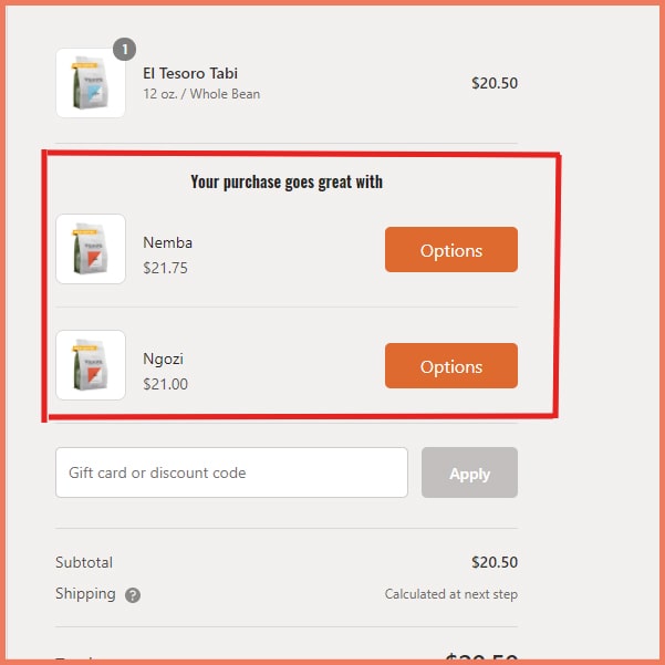 Upsell recommended products