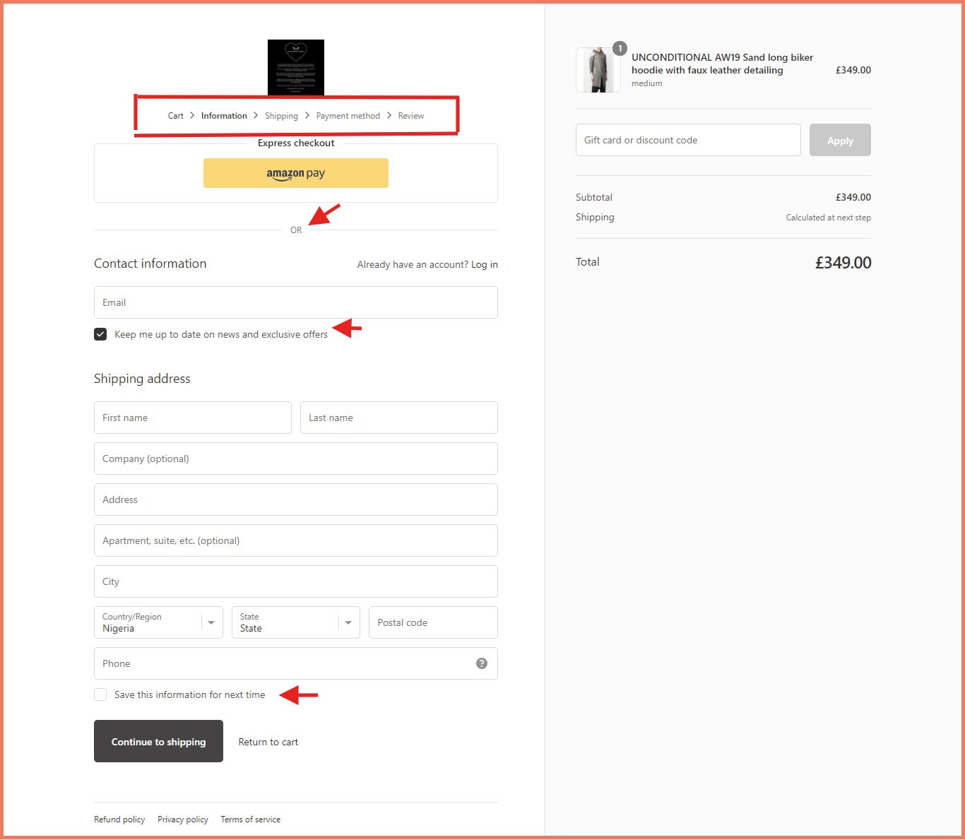 Highlight progress step by step in checkout page