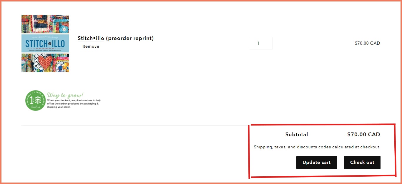 Checkout page CTA buttons example