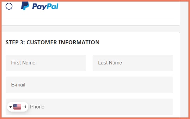 Long form checkout information example