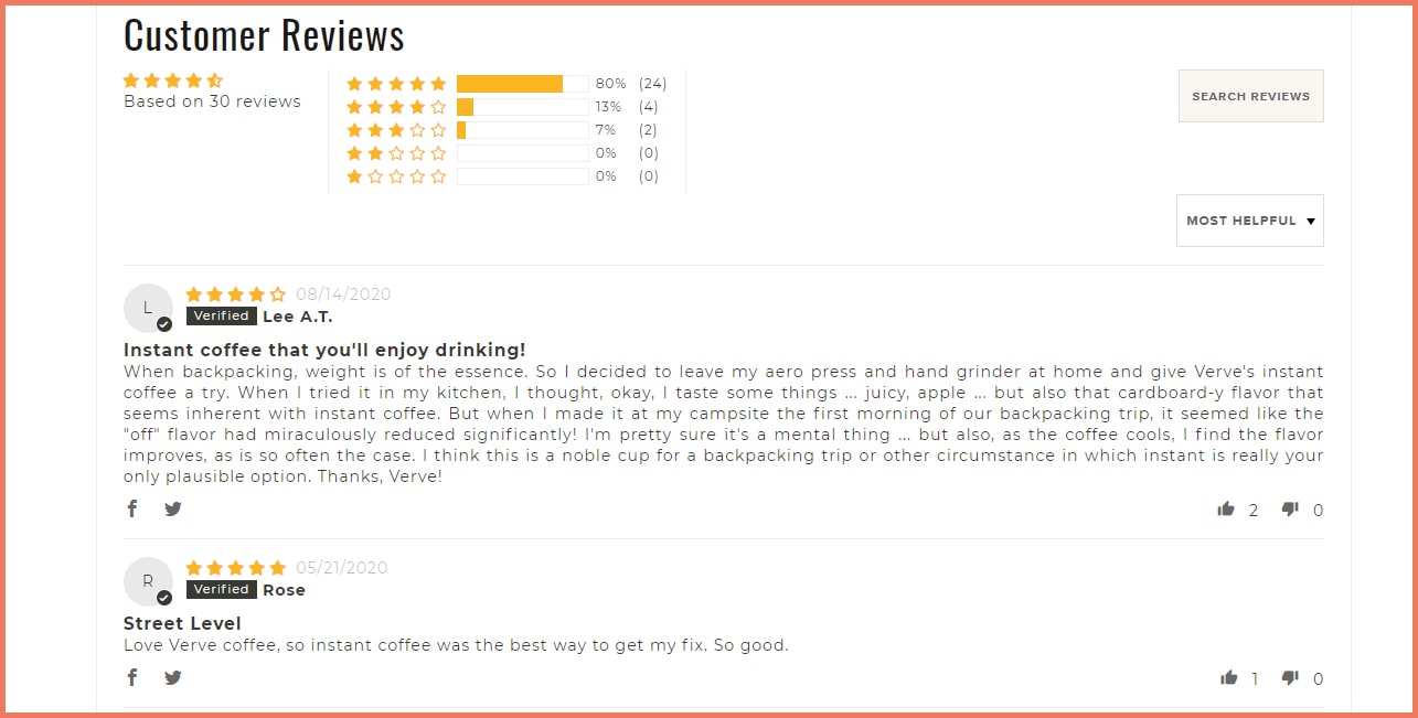 Social proof and trust badge example
