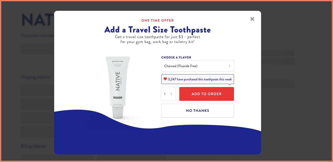 Native Deodrant post-purchase upsell example