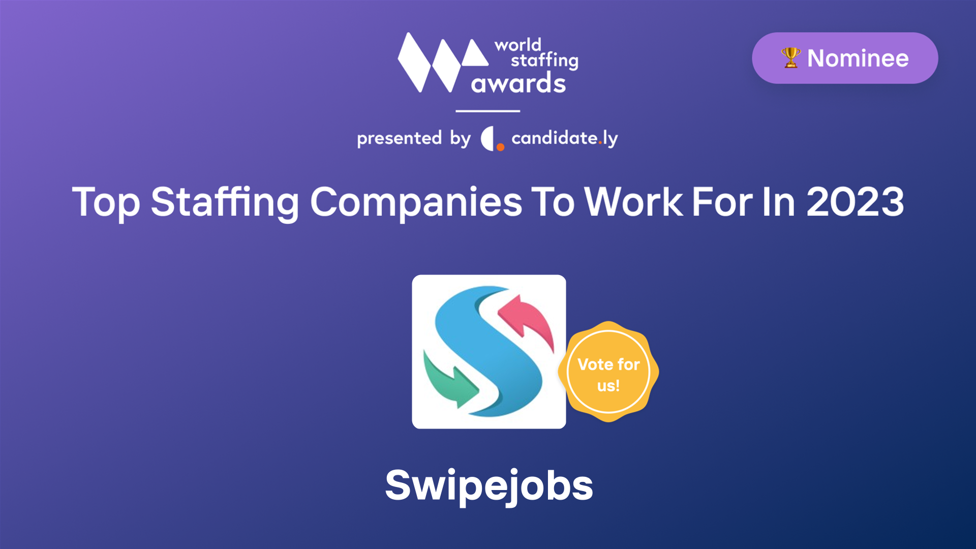 Swipejobs Top Company to work for in 2023 World Staffing Award