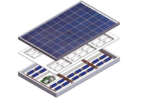 Le panneau solaire avec batterie intégrée est composé d'une batterie et d'un onduleur.