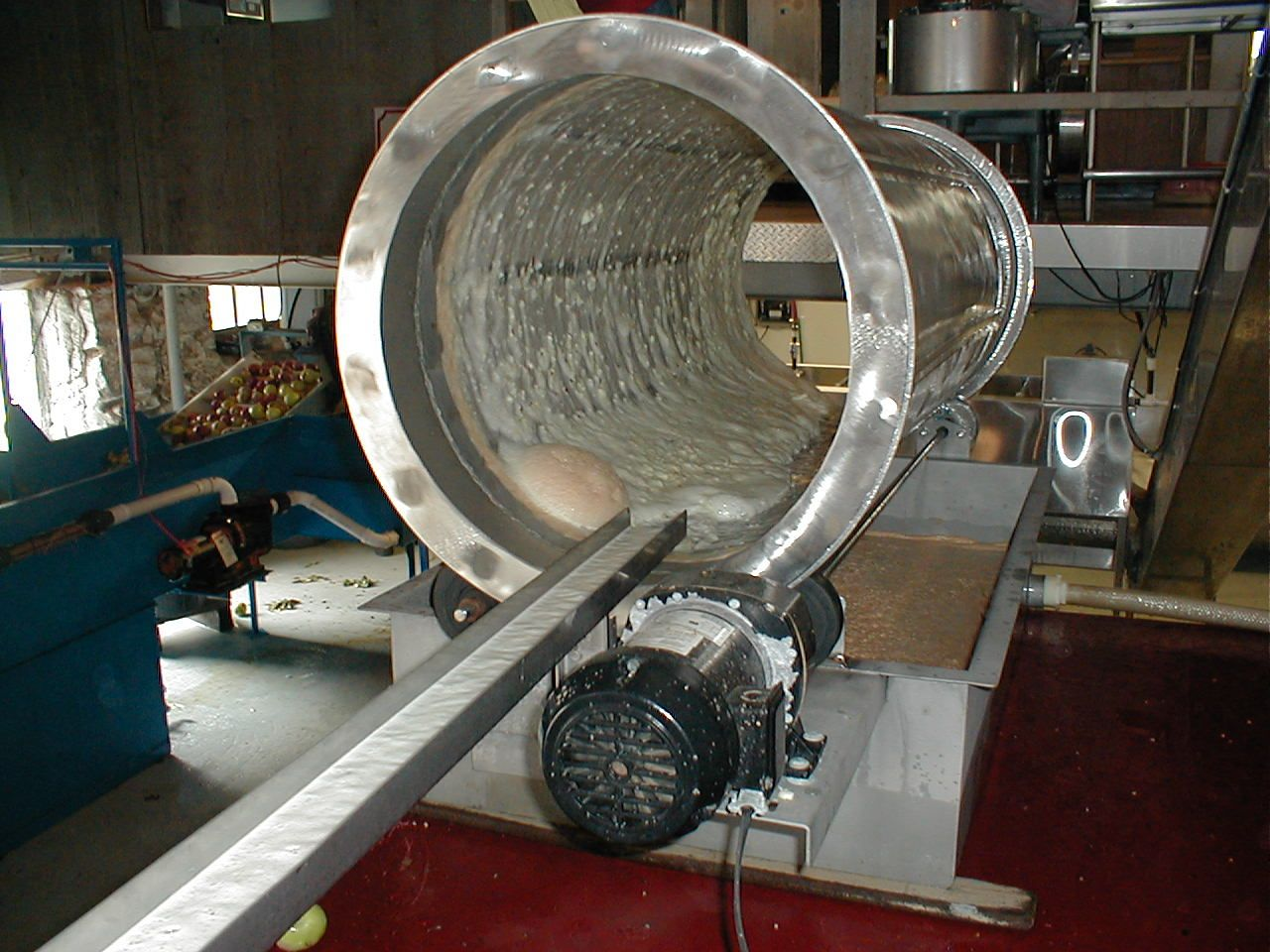 4. After the cider is squeezed from the apples, it runs through another filter, which takes out any remaining seeds, or large pectin particles. Once the cider passes this filter, it is immediately collected in a refrigerated stainless steel tank.