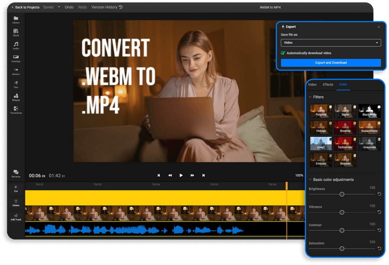 Converter WebM para MP4 Online, rápido e fácil de usar Flixier