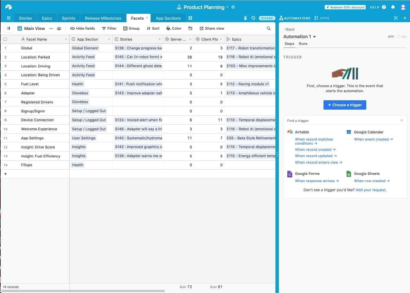 Airtable screenshot showing the macros functionality