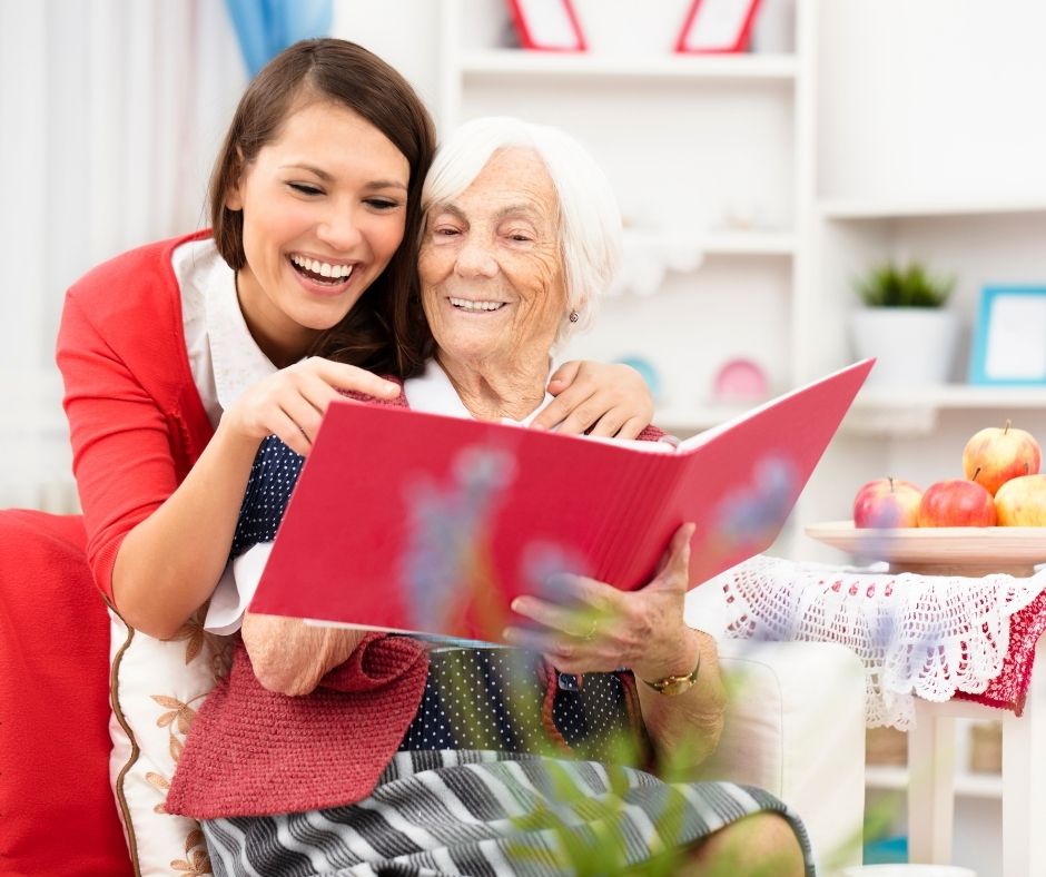 Young woman sharing a special moment with Grandma