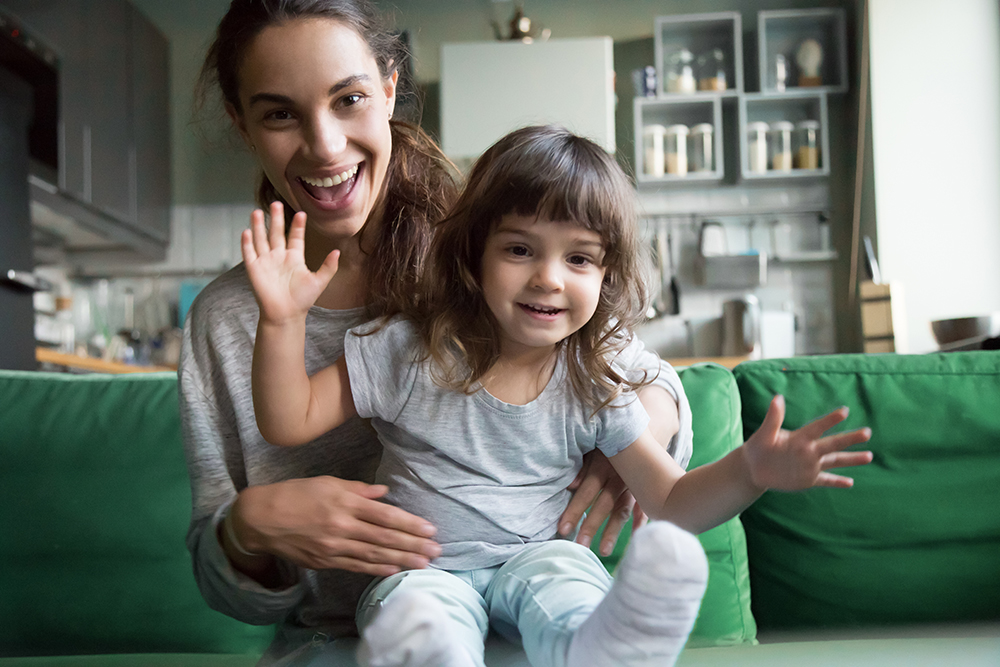 Mom with young daughter