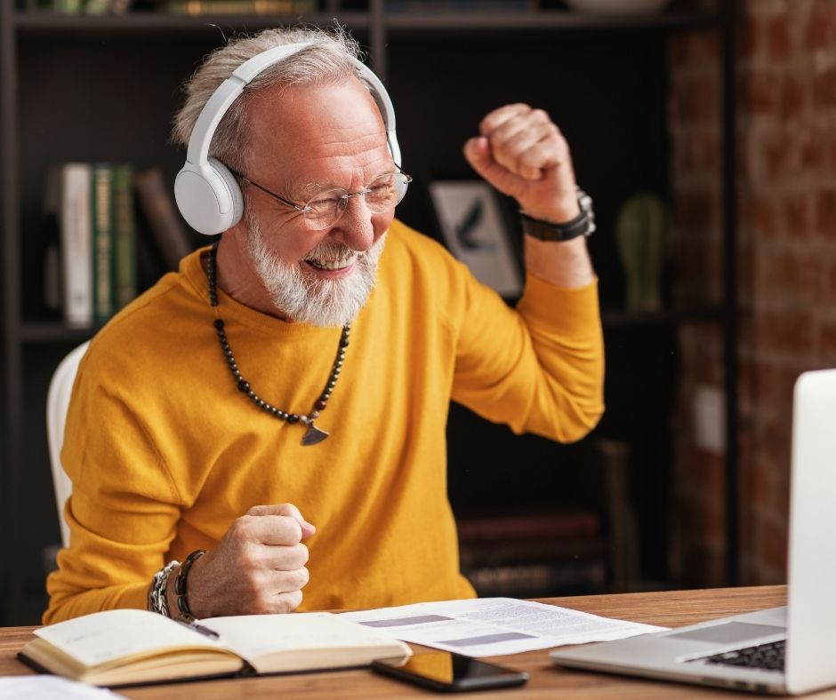 man celebrating retirement