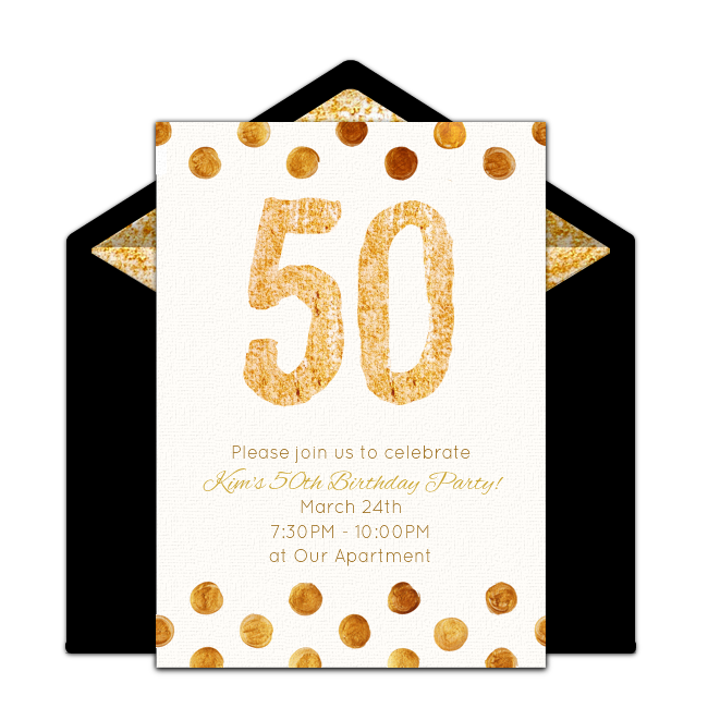 Golden 50th Birthday Online Invitation from Punchbowl