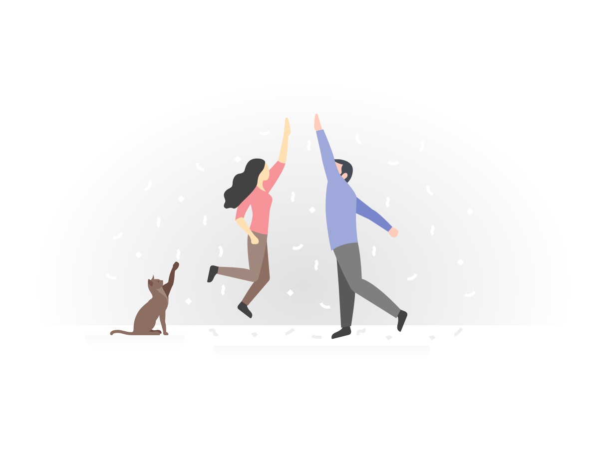 Graphic of a man and a woman high-fiving to celebrate success!