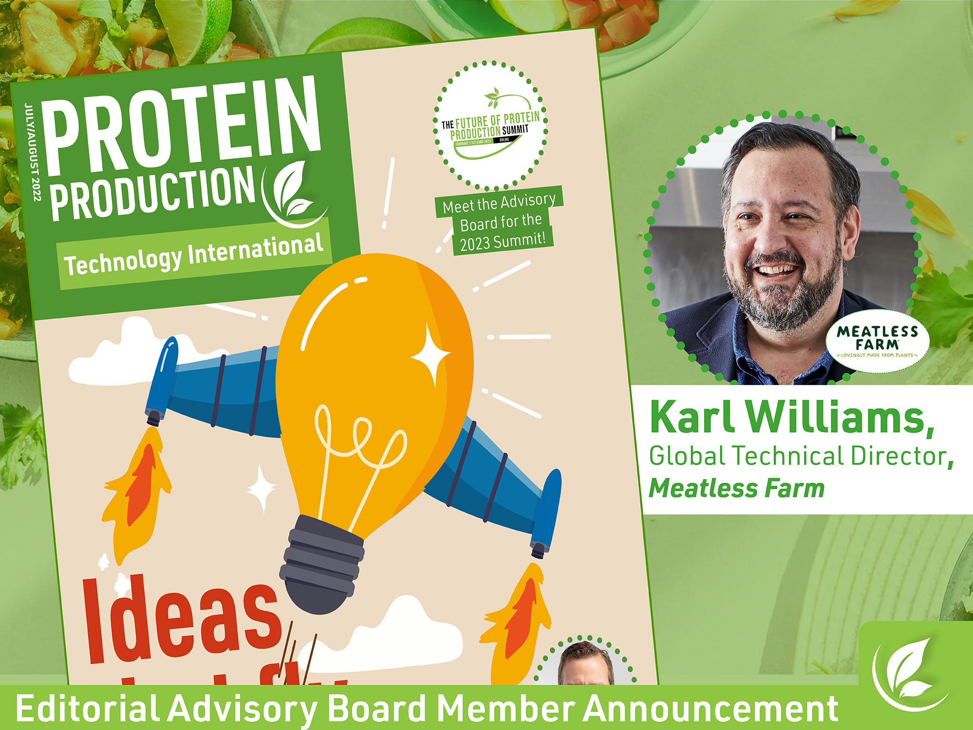 Protein Production Technology International announces Meatless Farm's Karl Williams as first Editorial Advisory Board member