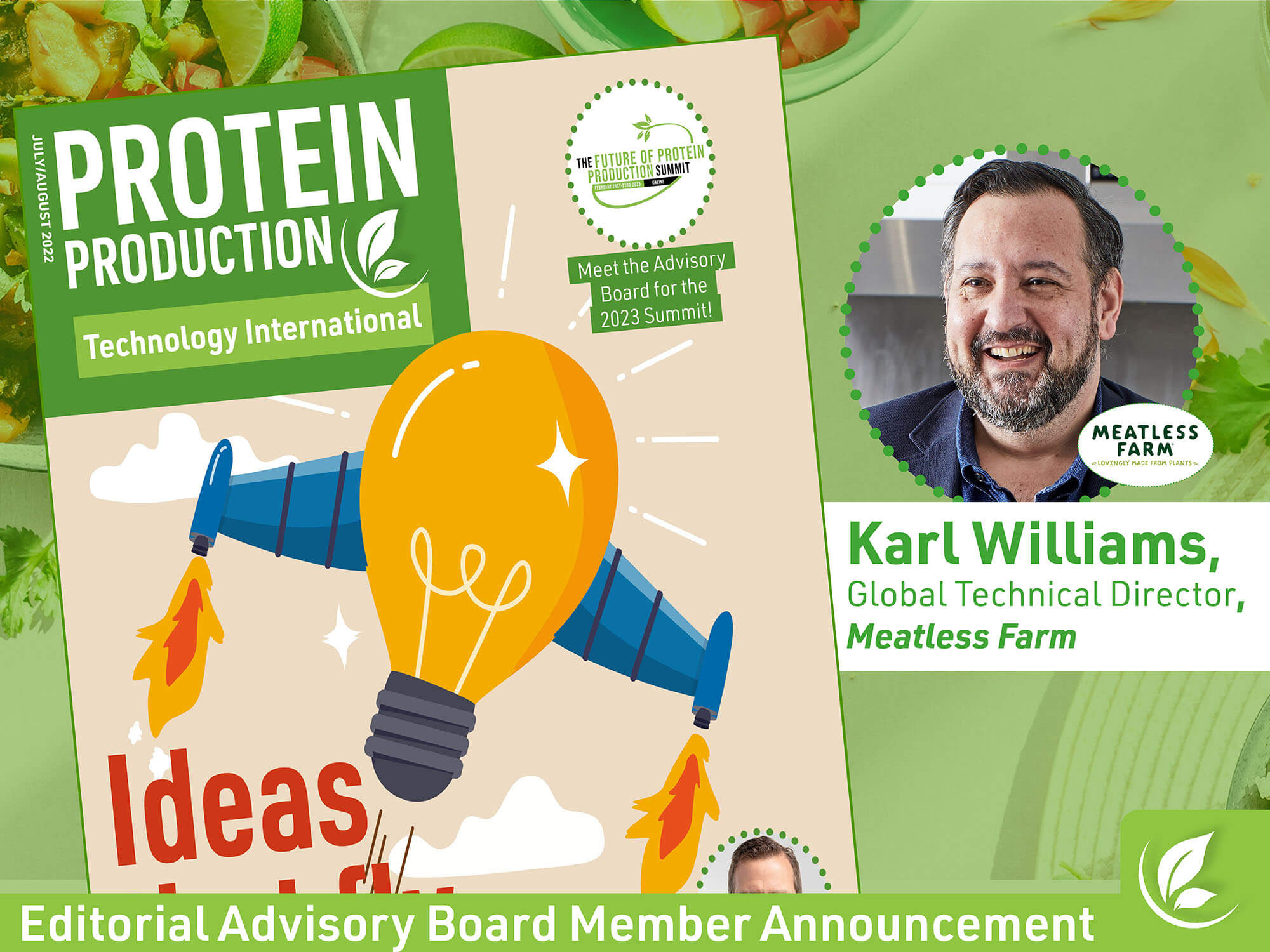 Protein Production Technology International announces Meatless Farm's Karl Williams as first Editorial Advisory Board member