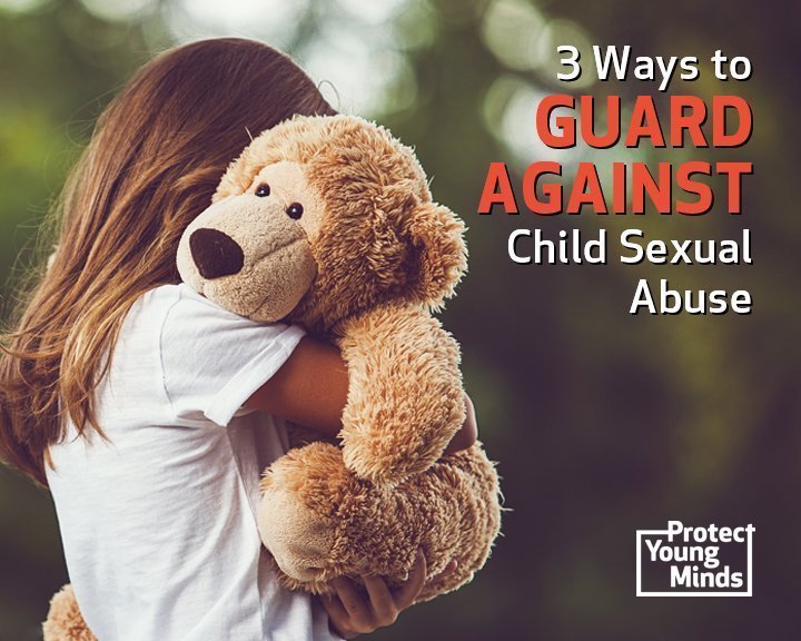 Girl hugging teddy bear guard against child sexual abuse