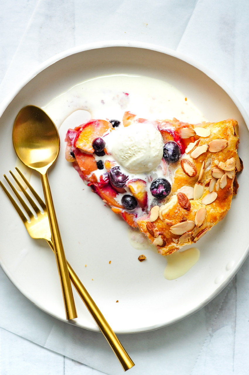 Peach and Blueberry Puff Pastry Galette