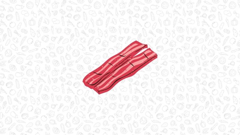 an illustration of seitan formed into bacon-like strips