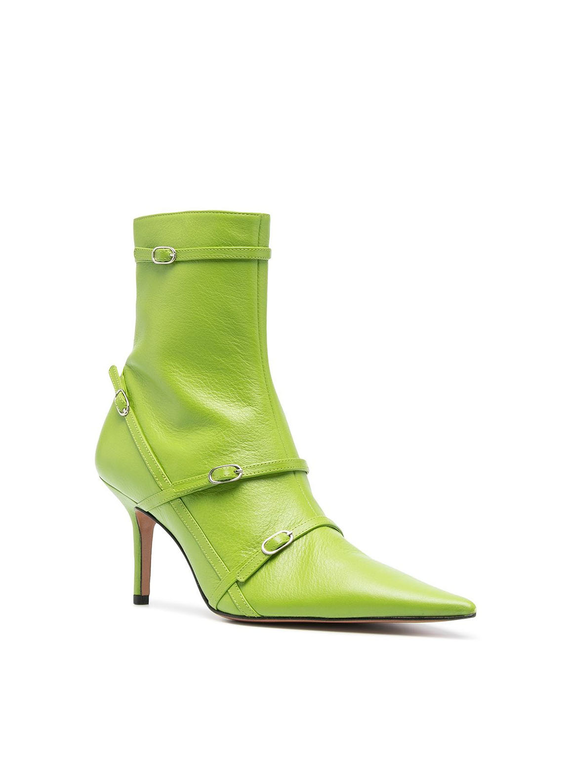 Belt pointed ankle boots
