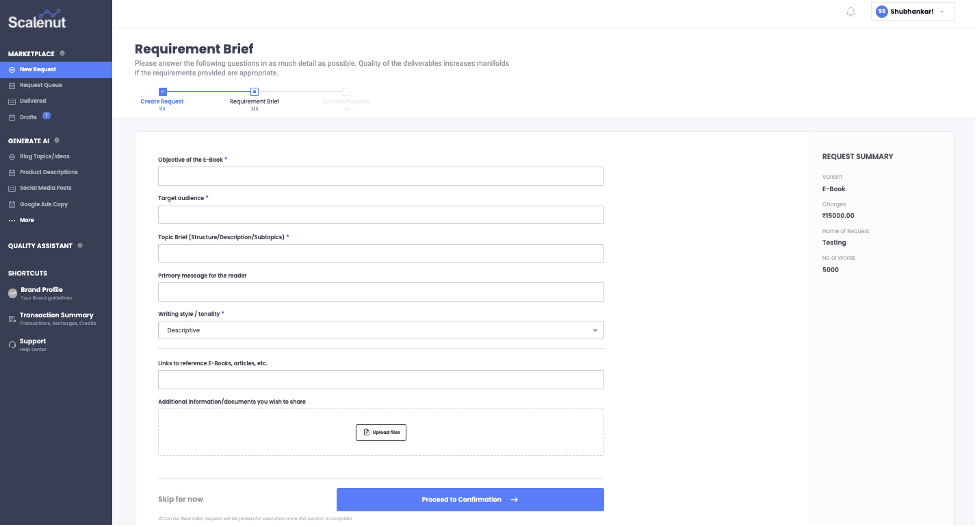 Scalenut Dashboard