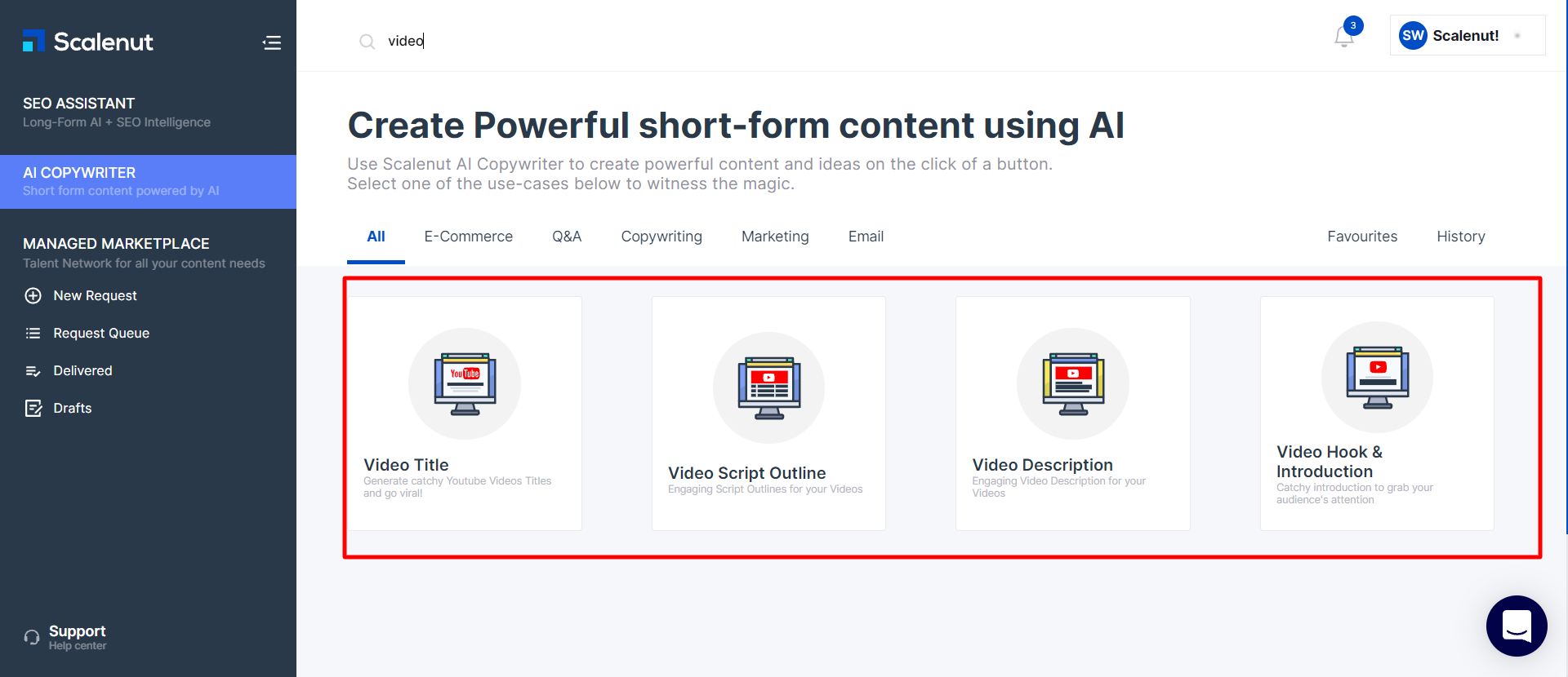Video script writer templates