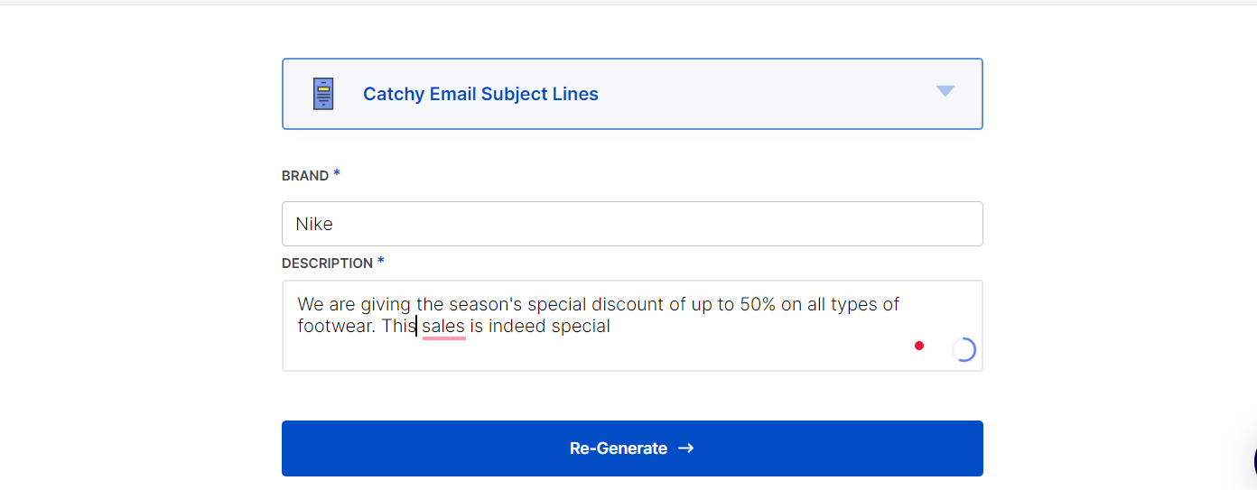 Scalenut email subject line generator