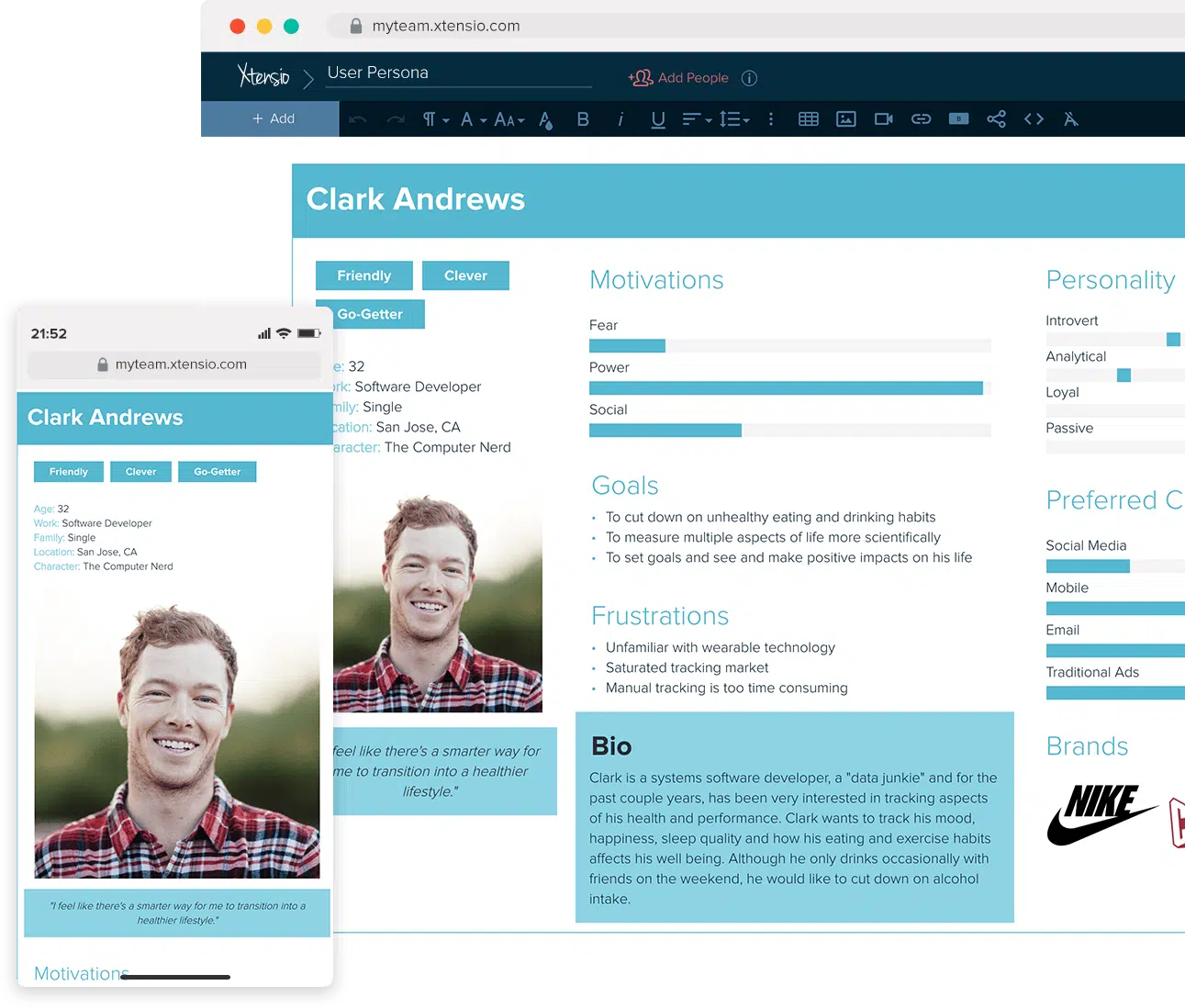 Image of buyer persona created in Xtensio