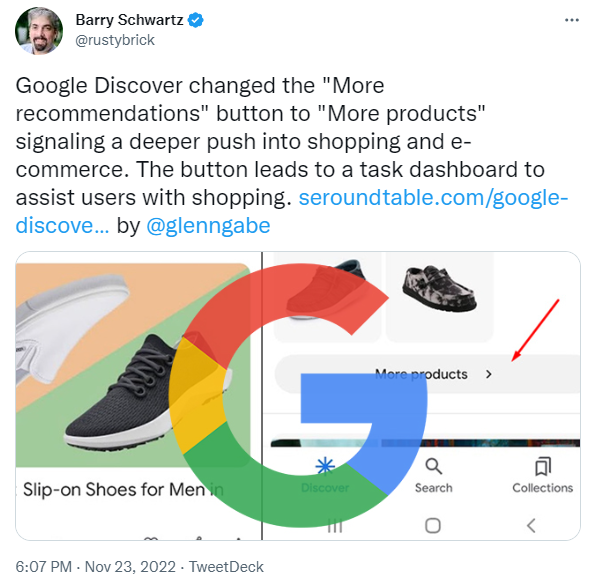 Screenshot of Barry Schwartz Tweet About Google Button Renaming