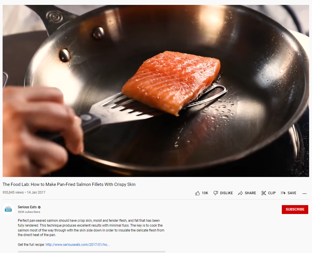Screenshot of serious eats youtube channel