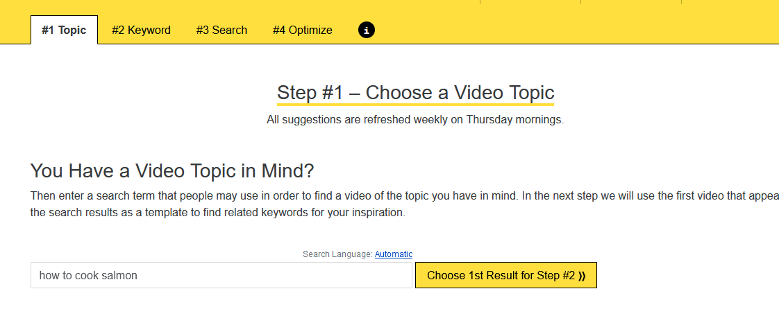 Screenshot of YouTube Keyword Tool by Morning Fame Step-1
