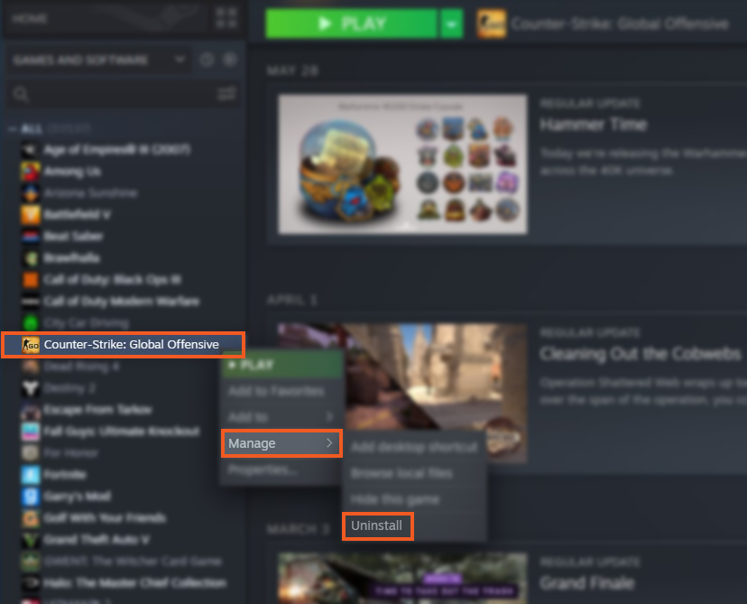 How to uninstall CS GO