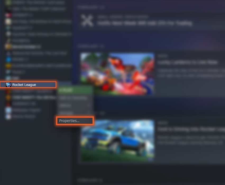 Steam Properties Verify Rocket League