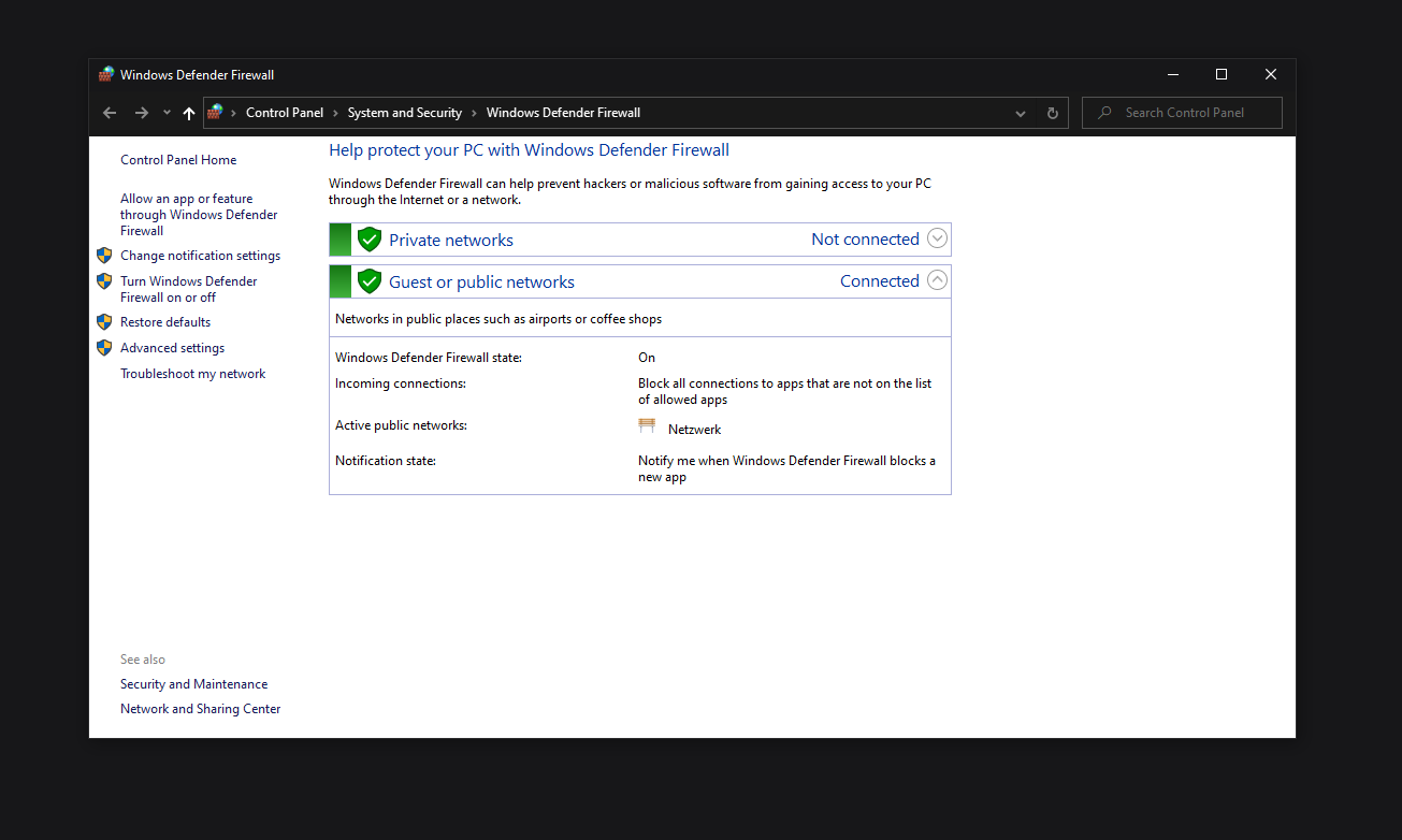 Disable Firewall Windows