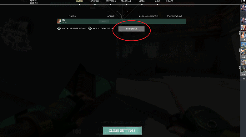 Main Menu method to start a surrender vote