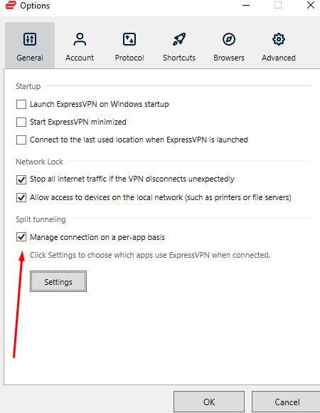How to use split tunneling with ExpressVPN 3
